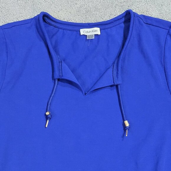 Calvin Klein NWT Blue Short Sleeve Shirt Dress CK Drawstring Comfy Stretch - Picture 4 of 9